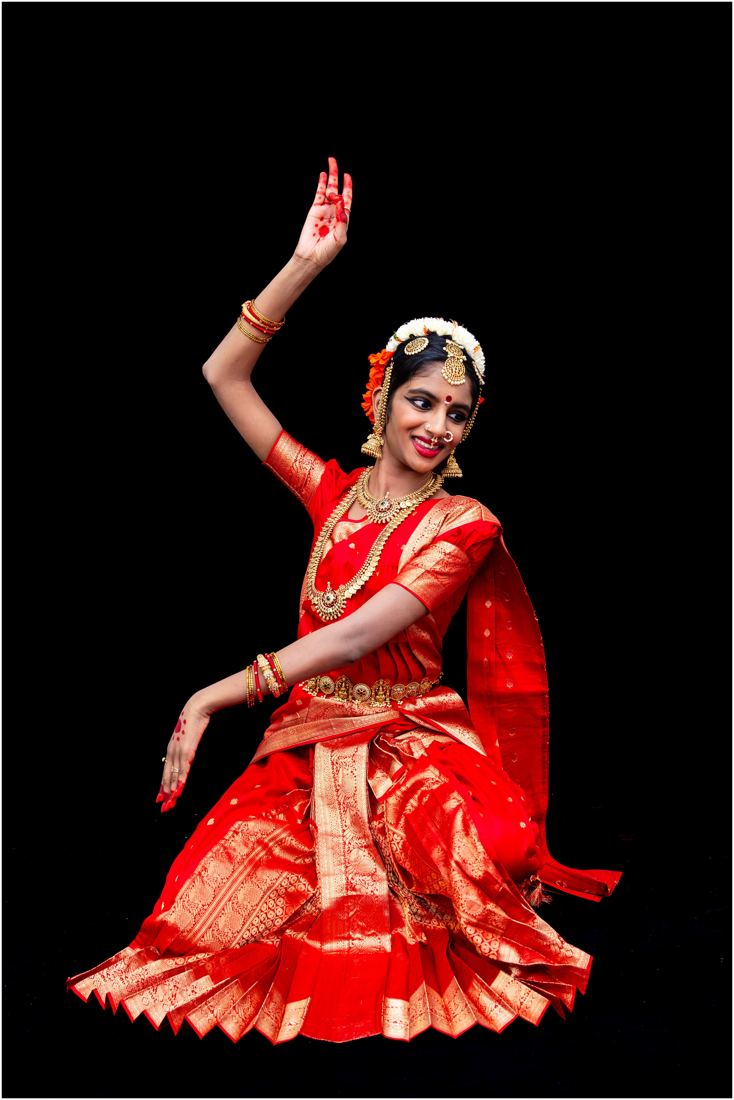Annamacharya Keerthana — red silk costume, raised hand mudra